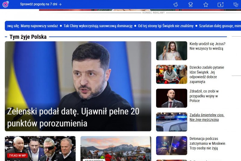 W O2.pl eksponowane są treści WP.pl. "Strona jest dostosowywana do preferencji użytkowników"
