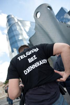 Protest pracowników TVP.  (fot. Michał Kołyga)