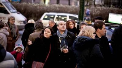 Pikieta przed redakcją "Rzeczpospolitej" - Joanna Lichocka i Jan Pospieszalski (fot. Paweł Frenczak) 